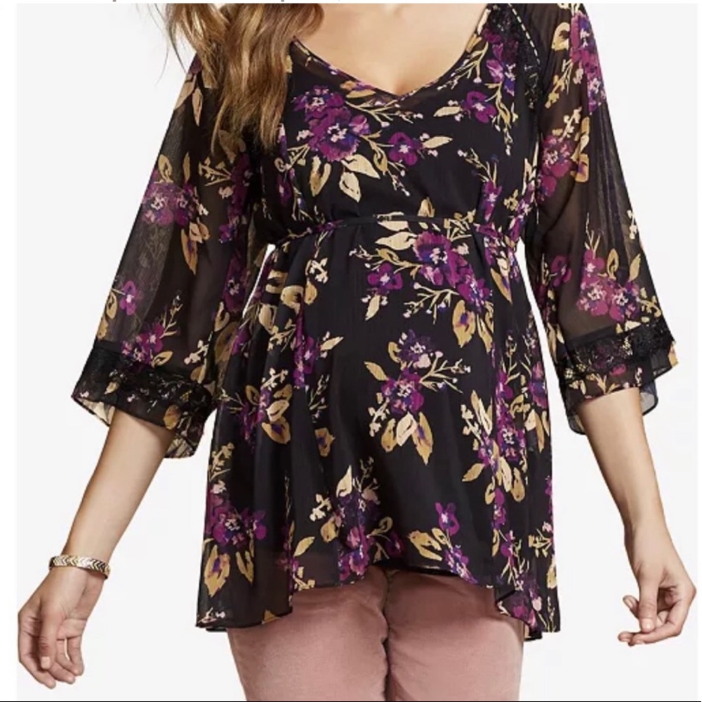 Jessica Simpson Maternity- Sheer floral top